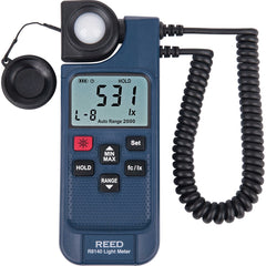 REED Instruments - Light Meters; Compatible Lighting: All Visible Light; LED ; Maximum Measurement (Lux): 199900 ; Maximum Measurement (FC): 19990 ; Minimum Measurement (Lux): 0 ; Minimum Measurement (FC): 0 ; Accuracy ? (%): 3 - Exact Tool & Supply