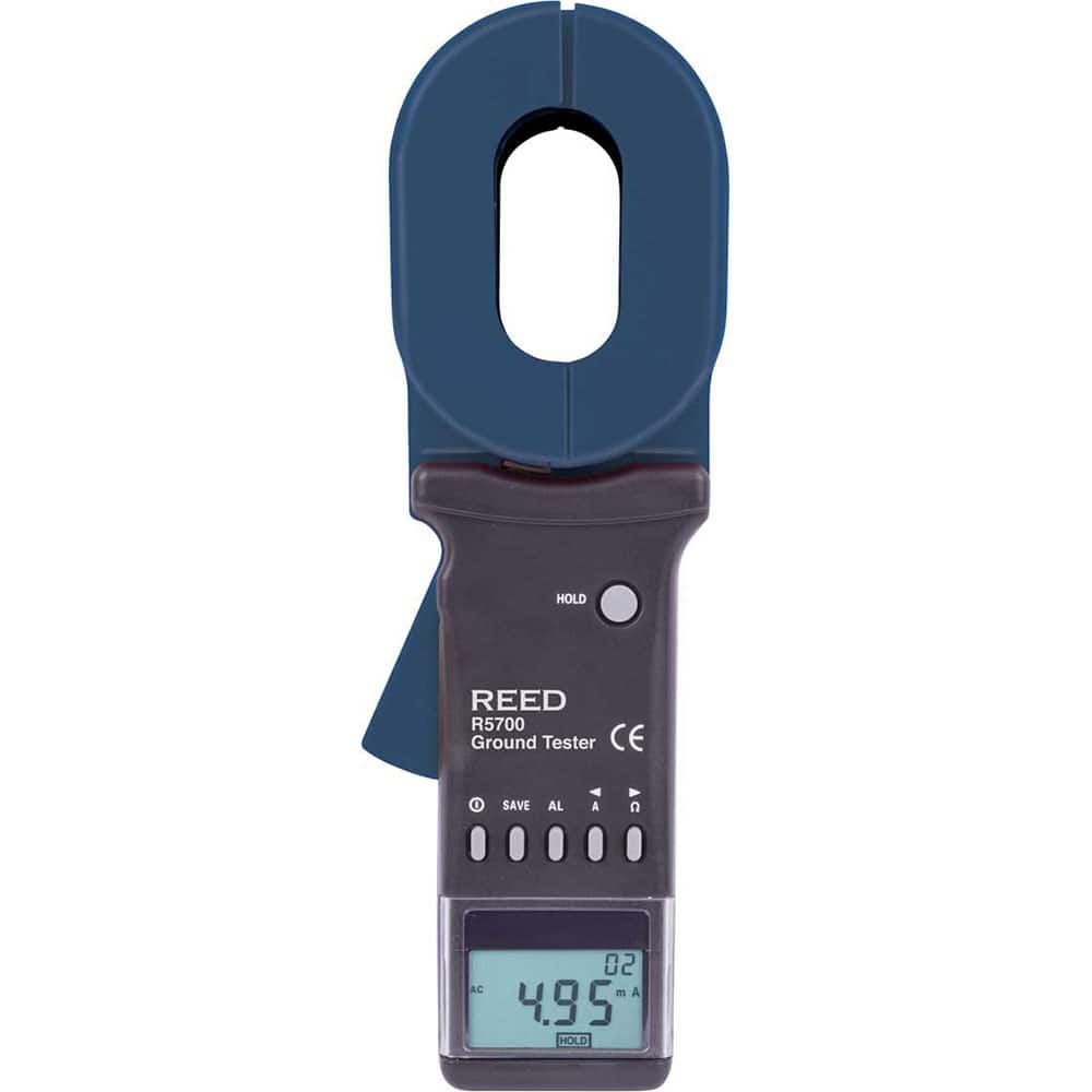 REED Instruments - Earth Ground Resistance Testers; Maximum Earth Ground Resistance (kiloohm): 1.2 ; Minimum Earth Ground Resistance (kiloohm): 0.000025 ; Resolution (Ohms): 0.001 - Exact Tool & Supply