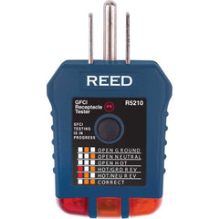 REED Instruments - Circuit Continuity & Voltage Testers; Tester Type: Receptacle Tester with GFCI ; Maximum Voltage: 125 VAC ; Minimum Voltage: 110 VAC ; Frequency Rating (Hz): 50-60 ; Display Type: LED ; Standards Met: CE, UL - Exact Tool & Supply