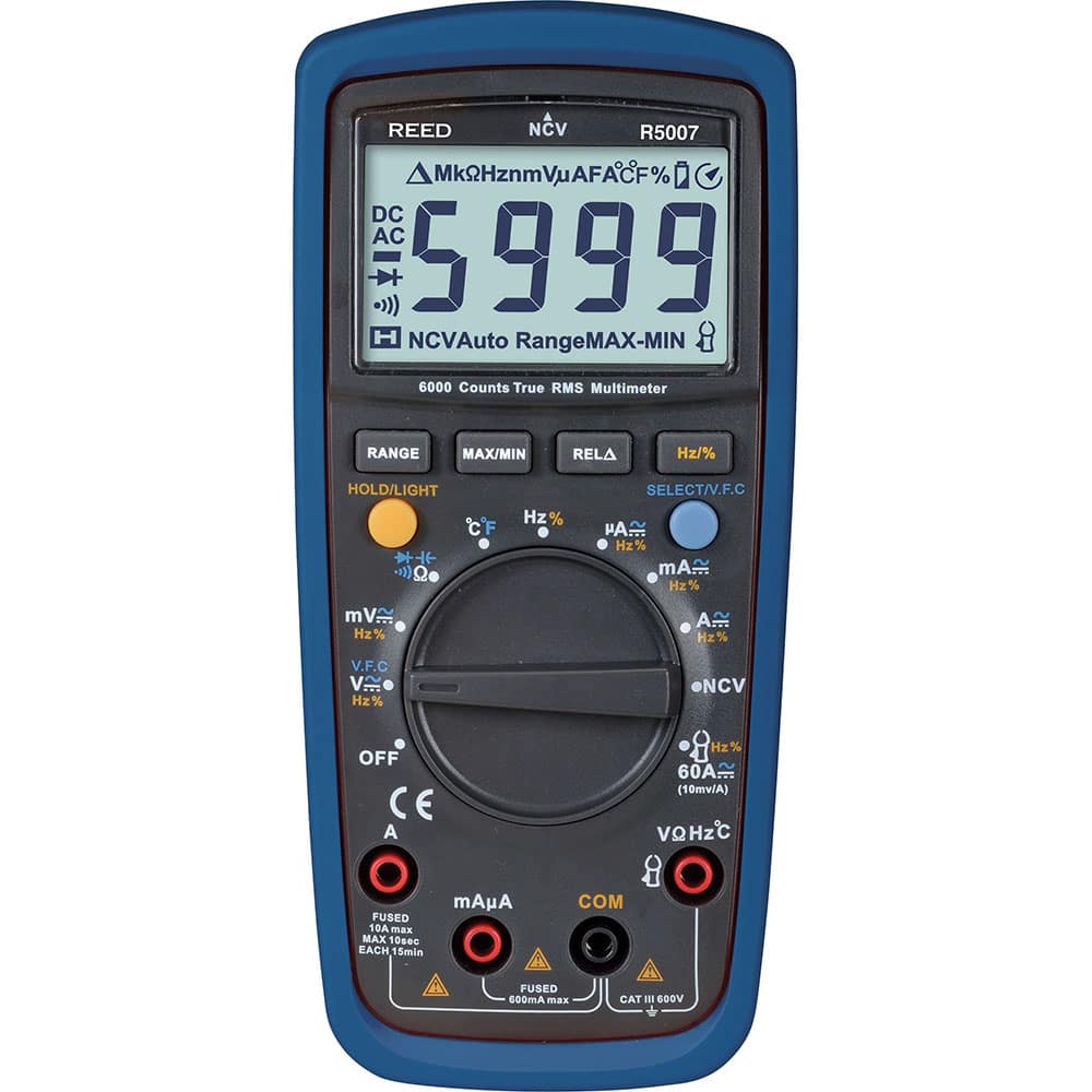 REED Instruments - Multimeters; Multimeter Type: Auto Ranging; Compact; Digital; Manual Ranging; True RMS ; Measures: Capacitance; Continuity; Current; Diode Test; Frequency; microAmps; Milliamps; mVDC; Resistance; Temperature; Voltage ; CAT Rating: CAT - Exact Tool & Supply