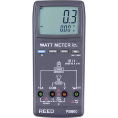 REED Instruments - Power Meters; Number of Phases: 1 ; Maximum Current Capability (A): 10 ; Minimum Current Capability (A): 0 ; Current Accuracy ? (%): ?0.3% + 0.03A ; Current Channels: 1 ; Maximum Voltage: 600 V - Exact Tool & Supply