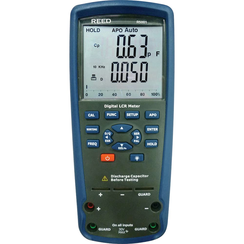 REED Instruments - Multimeters; Multimeter Type: Auto Ranging; Digital; Passive Component LCR ; Measures: Inductance; Frequency; Resistance; Capacitance ; CAT Rating: 30V Max ; Maximum Capacitance (Microfarads): 2000.00 ; Maximum Resistance (Megohms): 20 - Exact Tool & Supply