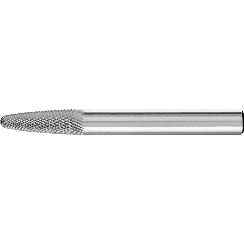 PFERD - SF-1, 1/4" Cut Diam, 1/4" Shank Diam, Carbide Diamond Pattern Tree with Radius End Burr - Exact Tool & Supply