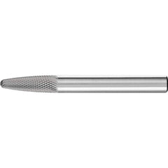 PFERD - SF-1, 1/4" Cut Diam, 1/4" Shank Diam, Carbide Diamond Pattern Tree with Radius End Burr - Exact Tool & Supply
