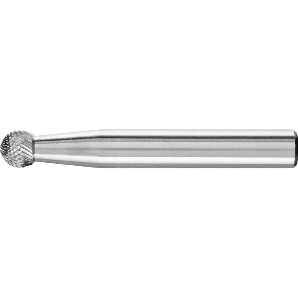 PFERD - SD-1, 1/4" Cut Diam, 1/4" Shank Diam, Carbide Diamond Pattern Ball Burr - Exact Tool & Supply