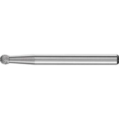PFERD - SD-42, 1/8" Cut Diam, 1/8" Shank Diam, Carbide Diamond Pattern Ball Burr - Exact Tool & Supply