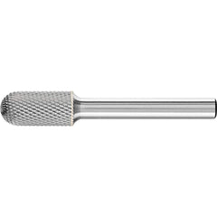 PFERD - SC-3, 3/8" Cut Diam, 1/4" Shank Diam, Carbide Diamond Pattern Cylinder with Radius End Burr - Exact Tool & Supply