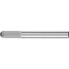 PFERD - SC-1, 1/4" Cut Diam, 1/4" Shank Diam, Carbide Diamond Pattern Cylinder with Radius End Burr - Exact Tool & Supply