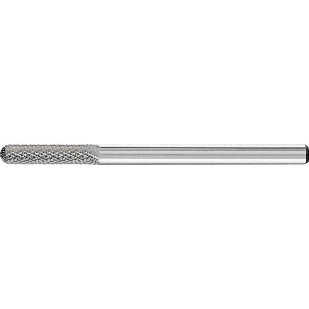 PFERD - SC-42, 1/8" Cut Diam, 1/8" Shank Diam, Carbide Diamond Pattern Cylinder with Radius End Burr - Exact Tool & Supply