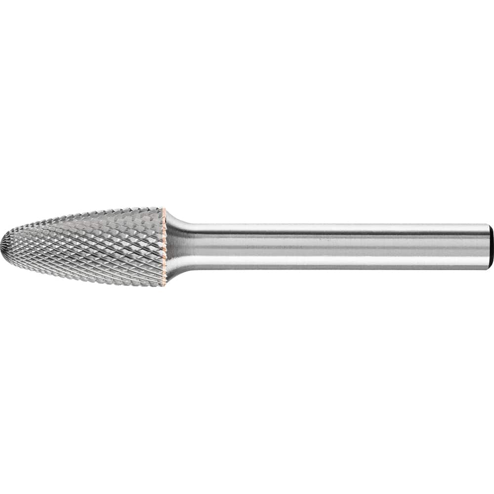 PFERD - SF-3, 3/8" Cut Diam, 1/4" Shank Diam, Carbide Diamond Pattern Tree with Radius End Burr - Exact Tool & Supply