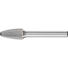 PFERD - SF-3, 3/8" Cut Diam, 1/4" Shank Diam, Carbide Diamond Pattern Tree with Radius End Burr - Exact Tool & Supply