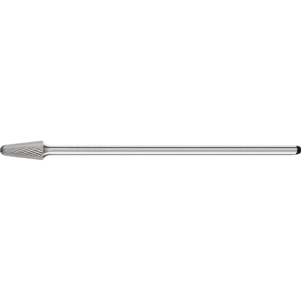 PFERD - SL-4L6, 1/2" Cut Diam, 1/4" Shank Diam, Carbide Double Cut Taper with Radius End Burr - Exact Tool & Supply