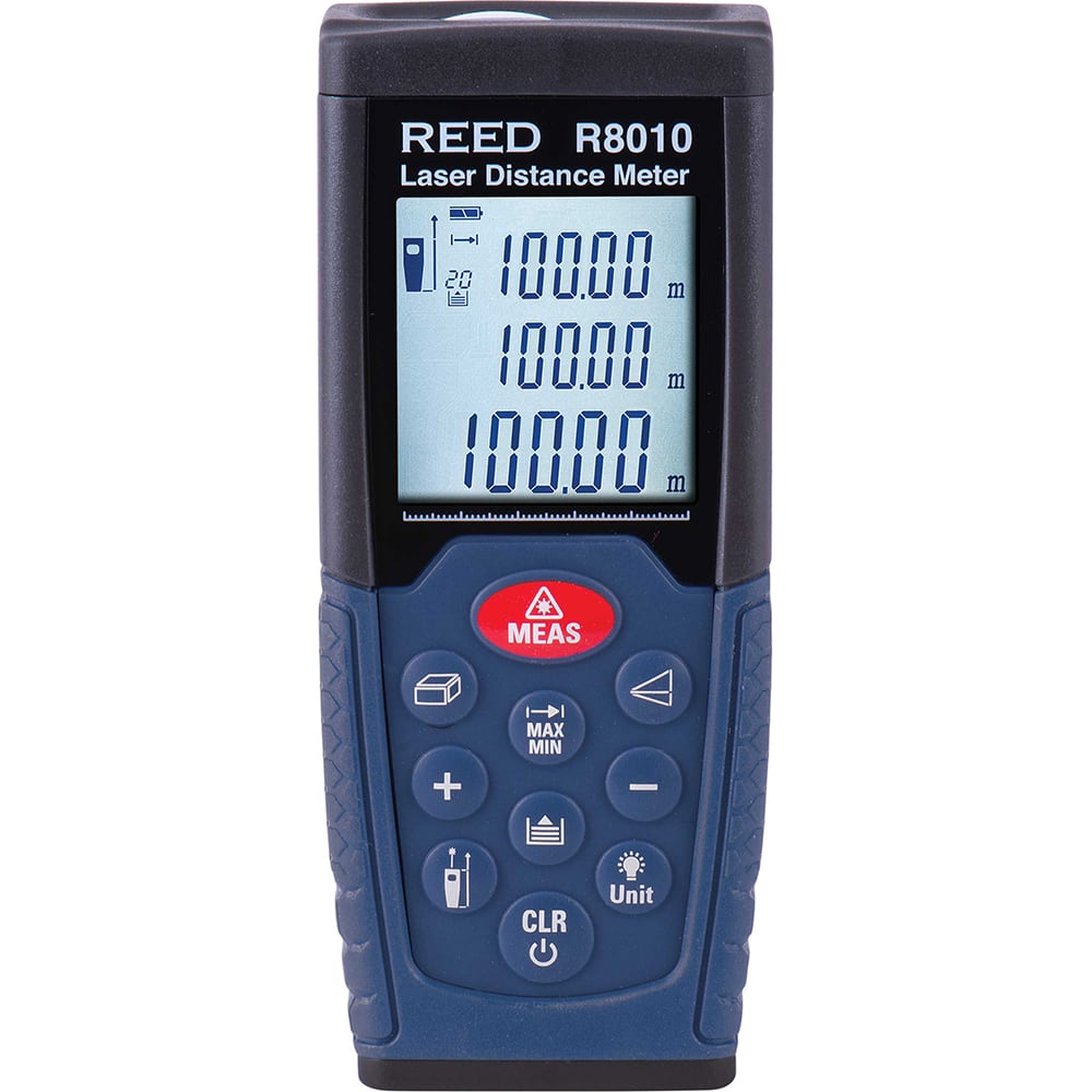 REED Instruments - Laser & Ultrasonic Distance Finders; Type: Laser ; Maximum Distance (Meters): 100.00 ; Maximum Distance (Feet): 328.00 ; Accuracy (mm): 1.50 ; Accuracy (Inch): 0.06 ; Accuracy (Decimal Inch): 0.06 - Exact Tool & Supply
