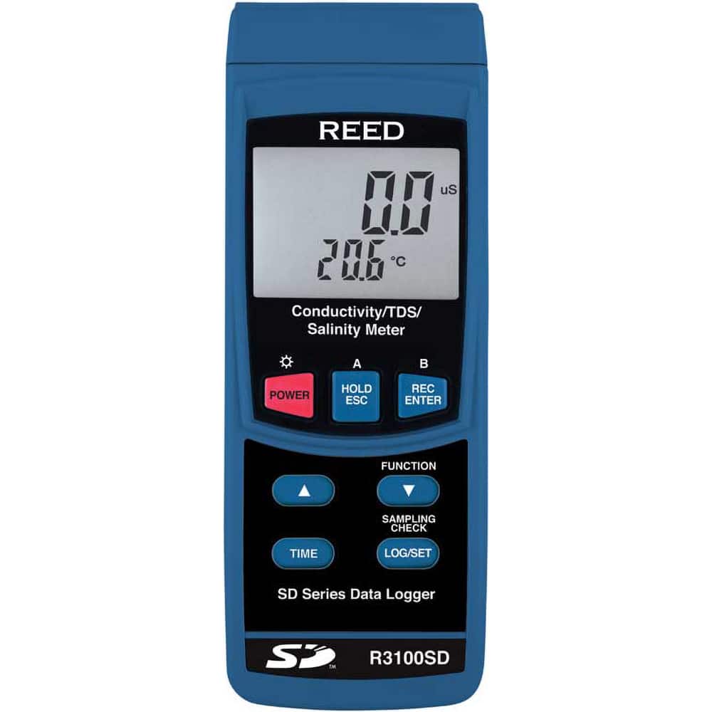 REED Instruments - Conductivity, pH & TDS Meters & Testers; Type: Data Logging Conductivity/TDS/Salinity Meter ; Minimum pH Range: 0.00 ; Maximum pH Range: 0.00 ; Minimum TDS: 200.00 ; Maximum TDS: 200000 ppm ; Minimum Salinity: 0 ppt - Exact Tool & Supply