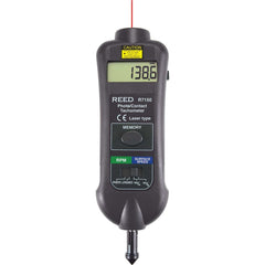 REED Instruments - Tachometers; Type: Contact/Non-Contact ; Minimum Measurement (RPM): 10.00 ; Maximum Measurement (RPM): 99999.00 ; Meter Length (mm): 215.00 ; Meter Length (Inch): 8.5000 ; Meter Length (Decimal Inch): 8.5000 - Exact Tool & Supply