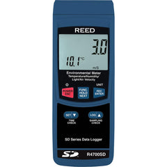 REED Instruments - Airflow Meters & Thermo-Anemometers; Type: Environmental Meter ; Maximum Air Velocity ft/min (Feet): 5906 ; Min Air Velocity ft/min (Feet): 79 ; Min Air Velocity km/hr: 0.400 ; Min Air Velocity knots: 0.800 ; Min Air Velocity mph: 0.90 - Exact Tool & Supply