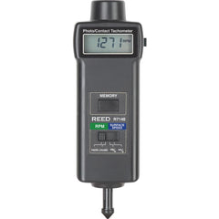 REED Instruments - Tachometers; Type: Contact/Non-Contact ; Minimum Measurement (RPM): 5.00 ; Maximum Measurement (RPM): 99999.00 ; Meter Length (mm): 215.00 ; Meter Length (Inch): 8.5000 ; Meter Length (Decimal Inch): 8.5000 - Exact Tool & Supply