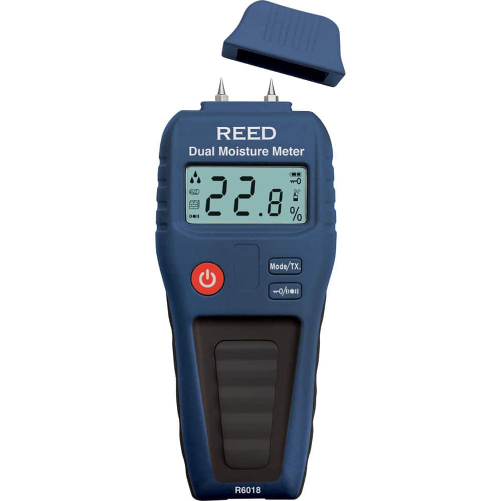 REED Instruments - Moisture Meters & Analyzers; Type: Dual Moisture Meter ; Applications: Construction and Building Projects Remediation and Restoration Woodworking ; Accuracy (Percentage): Pin Mode: ?(3% + 5 dgt.) ; Minimum Operating Temperature (F): 41 - Exact Tool & Supply