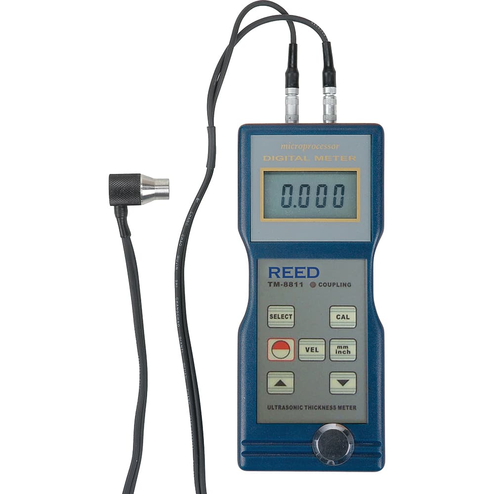 REED Instruments - Electronic Thickness Gages; Minimum Measurement (mm): 1.50 ; Minimum Measurement (Decimal Inch): 0.0500 ; Maximum Measurement (Inch): 7.9000 ; Maximum Measurement (Decimal Inch): 7.9000 ; Maximum Measurement (mm): 200 ; Resolution (mm) - Exact Tool & Supply