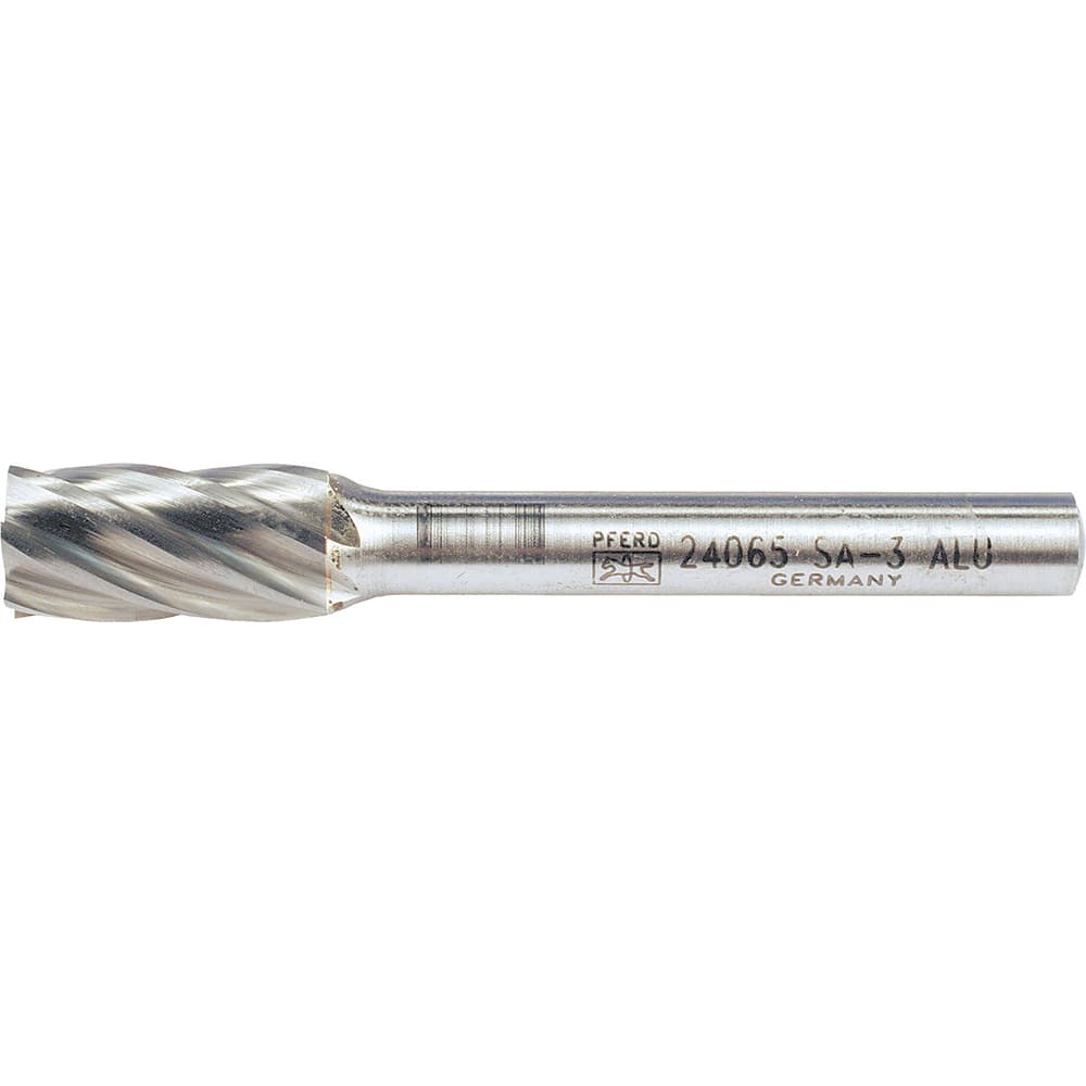 PFERD - SA-3, 3/8" Cut Diam, 1/4" Shank Diam, Carbide Aluma Cut Cylinder Burr - Exact Tool & Supply