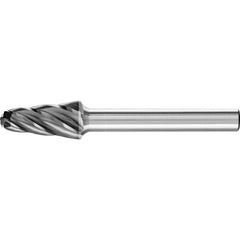 PFERD - SL-3, 3/8" Cut Diam, 1/4" Shank Diam, Carbide End Cut Aluma Cut Taper with Radius End Burr - Exact Tool & Supply