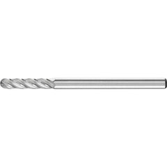 PFERD - SC-42, 1/8" Cut Diam, 1/8" Shank Diam, Carbide End Cut Aluma Cut Cylinder with Radius End Burr - Exact Tool & Supply