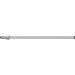 PFERD - SL-3L6, 3/8" Cut Diam, 1/4" Shank Diam, Carbide Double Cut Taper with Radius End Burr - Exact Tool & Supply