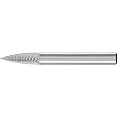 PFERD - SG-1, 1/4" Cut Diam, 1/4" Shank Diam, Carbide Diamond Pattern Tree with Pointed End Burr - Exact Tool & Supply
