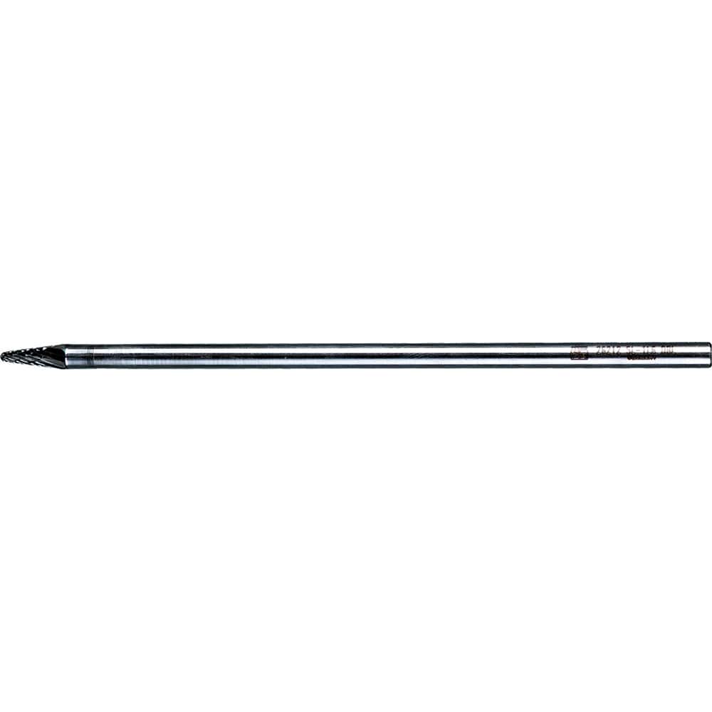 PFERD - SL-1L6, 1/4" Cut Diam, 1/4" Shank Diam, Carbide Double Cut Taper with Radius End Burr - Exact Tool & Supply