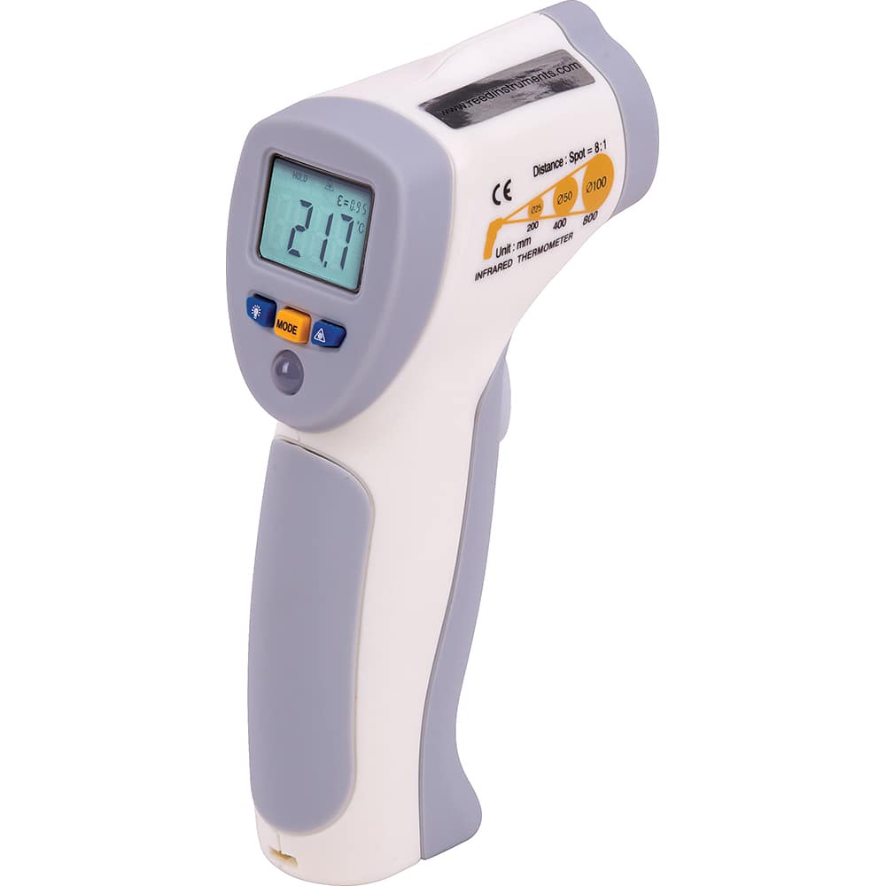 REED Instruments - Infrared Thermometers; Minimum Temperature (C): -50.00 ; Minimum Temperature (F): -58.000 ; Maximum Temperature (C): 200.00 ; Maximum Temperature (F): 392.000 ; Distance to Spot Ratio: 8:1 ; Power Supply: (1) 9V Battery - Exact Tool & Supply