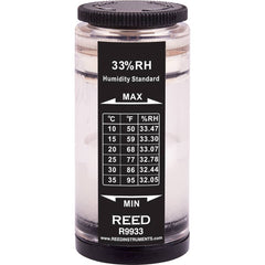 REED Instruments - Thermometer/Hygrometers & Barometers; Type: Humidity Calibration Standard ; Minimum Relative Humidity (%): 32 ; Maximum Relative Humidity (%): 33.47 ; Minimum Temperature (C): 10.00 ; Minimum Temperature (F): 50.000 ; Maximum Temperatu - Exact Tool & Supply