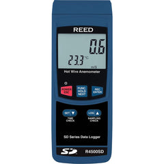 REED Instruments - Airflow Meters & Thermo-Anemometers; Type: Airflow Meter ; Maximum Air Velocity ft/min (Feet): 4921 ; Min Air Velocity ft/min (Feet): 40 ; Min Air Velocity km/hr: 25.000 ; Min Air Velocity knots: 0.400 ; Min Air Velocity mph: 0.5000 - Exact Tool & Supply