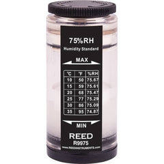 REED Instruments - Thermometer/Hygrometers & Barometers; Type: Humidity Calibration Standard ; Minimum Relative Humidity (%): 75 ; Maximum Relative Humidity (%): 75.67 ; Minimum Temperature (C): 10.00 ; Minimum Temperature (F): 50.000 ; Maximum Temperatu - Exact Tool & Supply