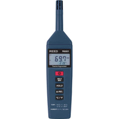 REED Instruments - Thermometer/Hygrometers & Barometers; Type: Thermo-Hygrometer ; Minimum Relative Humidity (%): 0 ; Maximum Relative Humidity (%): 100.00 ; Minimum Temperature (C): -20.00 ; Minimum Temperature (F): -4.000 ; Maximum Temperature (C): 60. - Exact Tool & Supply