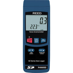 REED Instruments - Airflow Meters & Thermo-Anemometers; Type: Airflow Meter ; Maximum Air Velocity ft/min (Feet): 5906 ; Min Air Velocity ft/min (Feet): 79 ; Min Air Velocity km/hr: 0.400 ; Min Air Velocity knots: 0.800 ; Min Air Velocity mph: 0.9000 - Exact Tool & Supply
