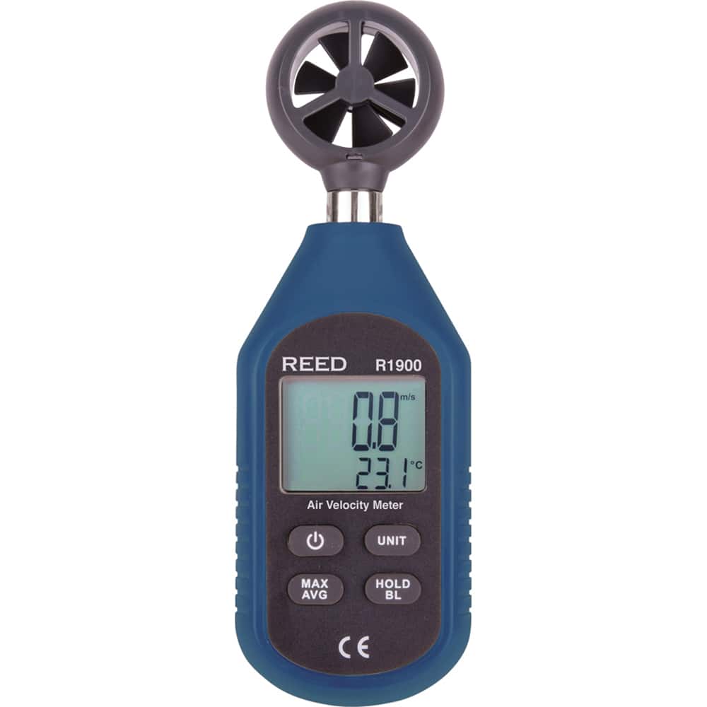 REED Instruments - Airflow Meters & Thermo-Anemometers; Type: Airflow Meter ; Maximum Air Velocity ft/min (Feet): 5905 ; Min Air Velocity ft/min (Feet): 78 ; Min Air Velocity km/hr: 0.000 ; Min Air Velocity knots: 0.700 ; Min Air Velocity mph: 0.8000 - Exact Tool & Supply