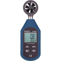 REED Instruments - Airflow Meters & Thermo-Anemometers; Type: Airflow Meter ; Maximum Air Velocity ft/min (Feet): 5905 ; Min Air Velocity ft/min (Feet): 78 ; Min Air Velocity km/hr: 0.000 ; Min Air Velocity knots: 0.700 ; Min Air Velocity mph: 0.8000 - Exact Tool & Supply