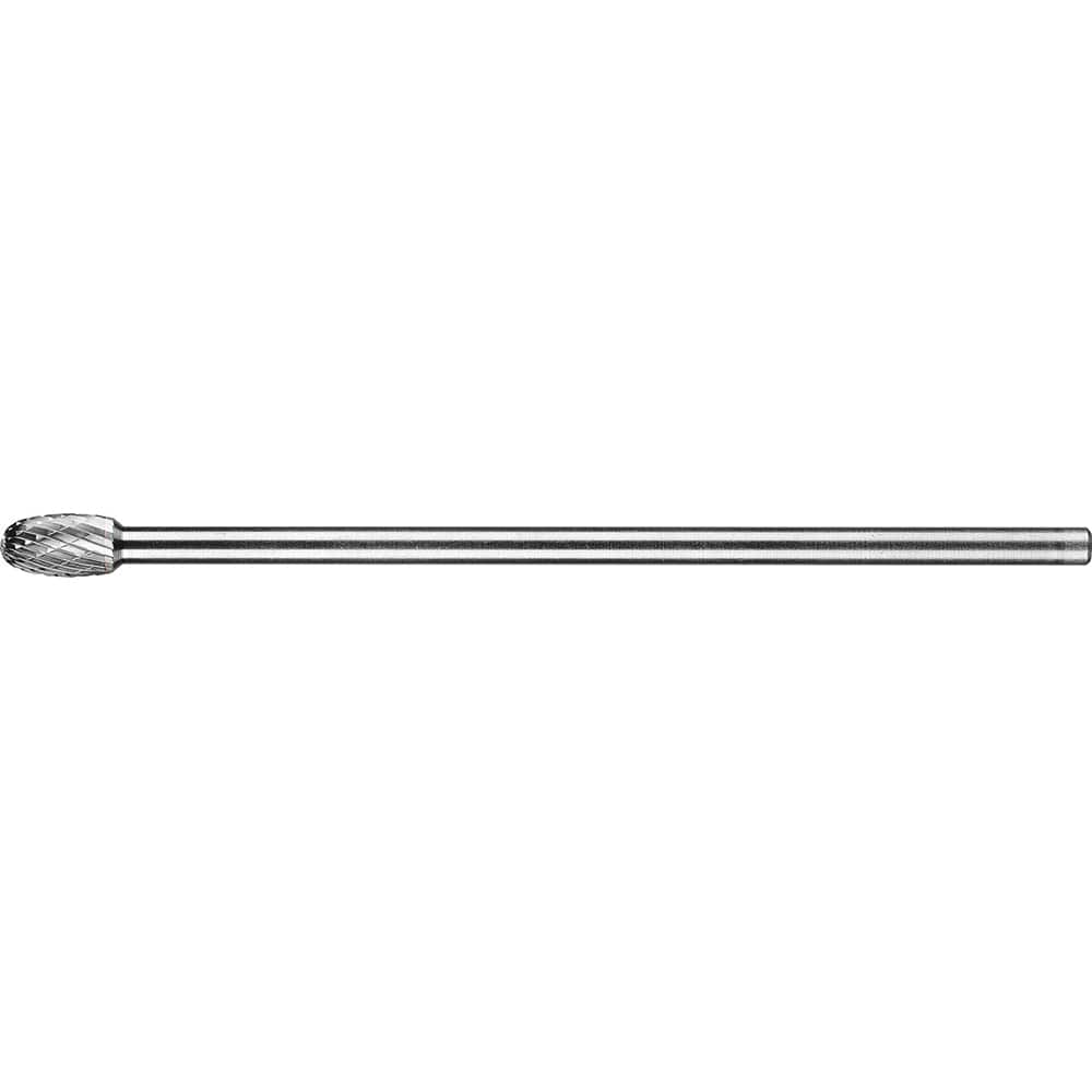 PFERD - SE-3L6, 3/8" Cut Diam, 1/4" Shank Diam, Carbide Double Cut Oval Burr - Exact Tool & Supply