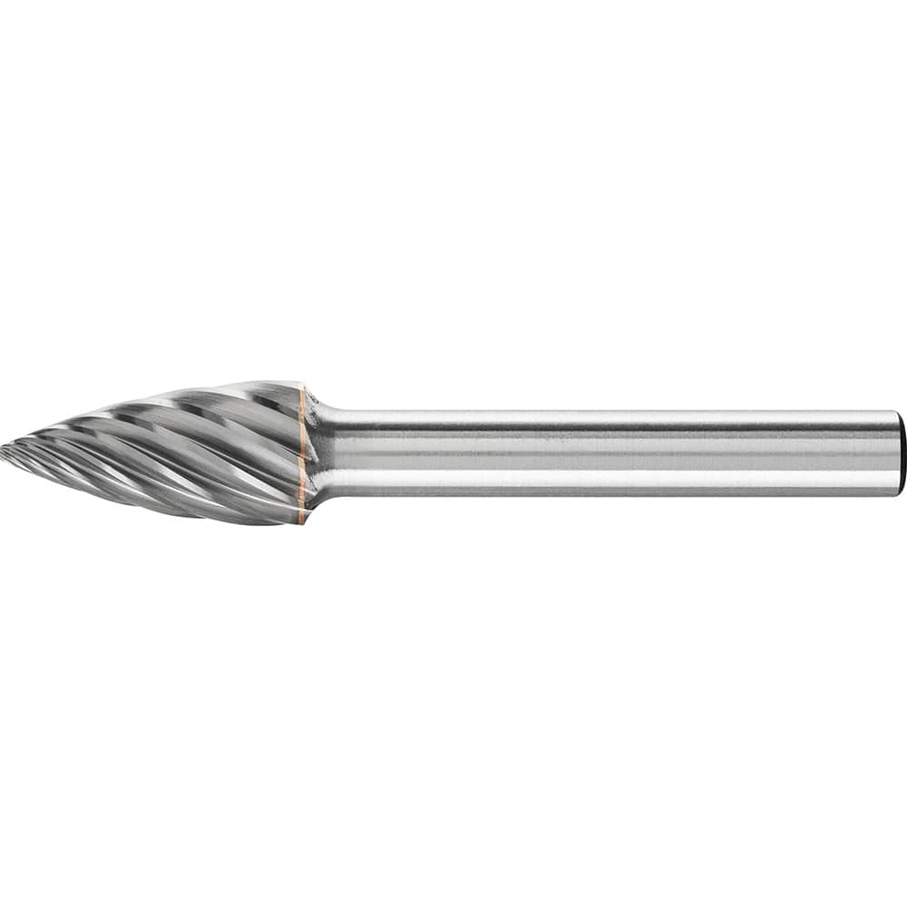 PFERD - SG-3, 3/8" Cut Diam, 1/4" Shank Diam, Carbide Inox Cut Tree with Pointed End Burr - Exact Tool & Supply