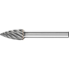 PFERD - SG-3, 3/8" Cut Diam, 1/4" Shank Diam, Carbide Inox Cut Tree with Pointed End Burr - Exact Tool & Supply