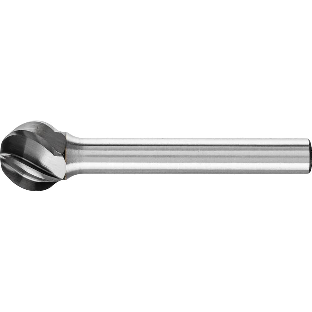 PFERD - SD-5, 1/2" Cut Diam, 1/4" Shank Diam, Carbide Aluma Cut Ball Burr - Exact Tool & Supply