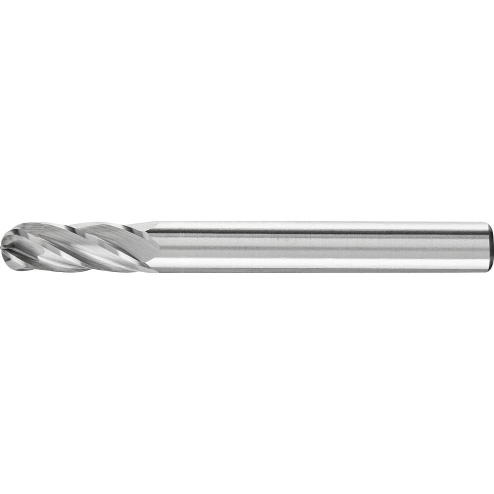 PFERD - SC-1, 1/4" Cut Diam, 1/4" Shank Diam, Carbide End Cut Aluma Cut Cylinder with Radius End Burr - Exact Tool & Supply
