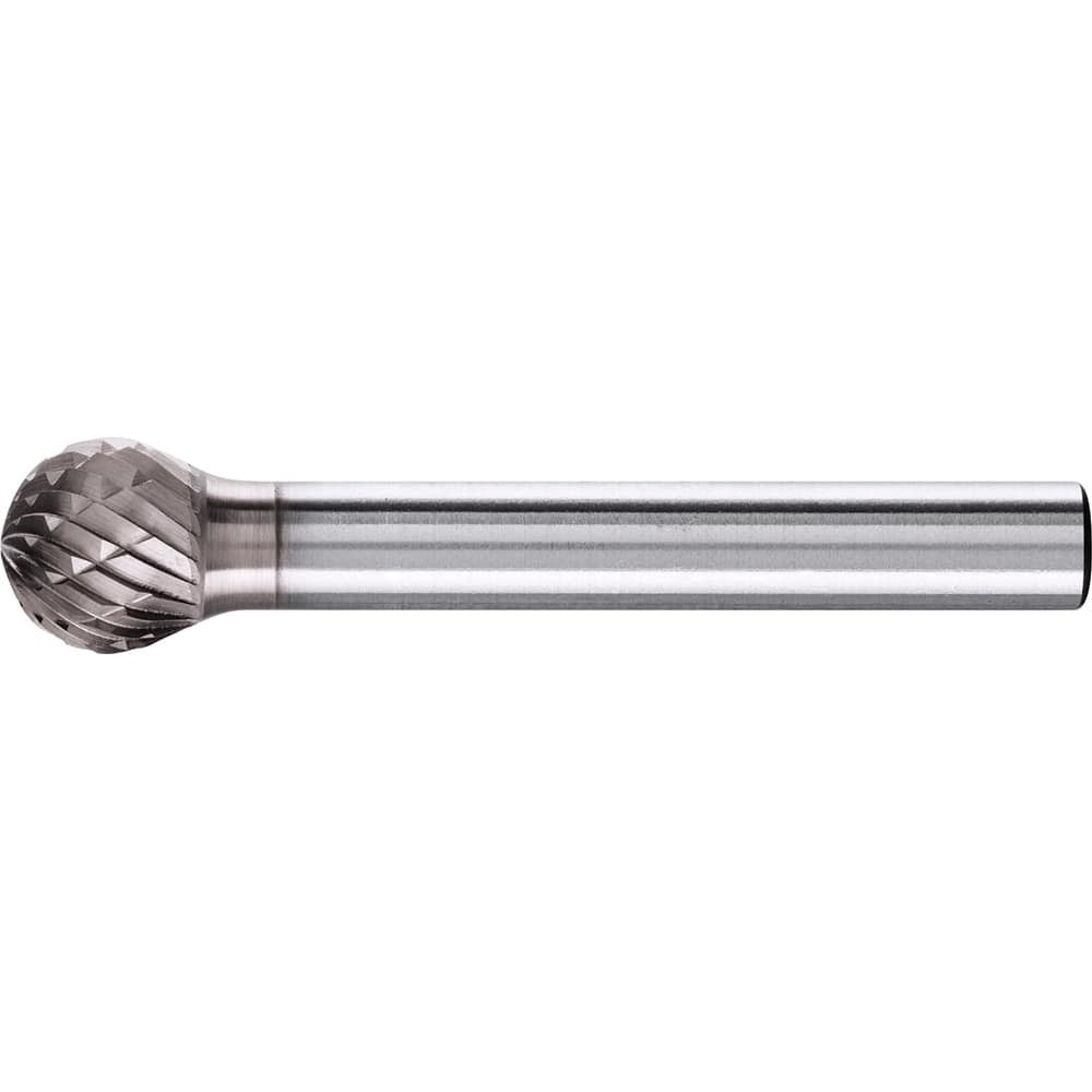PFERD - SD-3, 3/8" Cut Diam, 1/4" Shank Diam, Carbide Double Cut Ball Burr - Exact Tool & Supply
