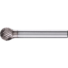 PFERD - SD-3, 3/8" Cut Diam, 1/4" Shank Diam, Carbide Double Cut Ball Burr - Exact Tool & Supply