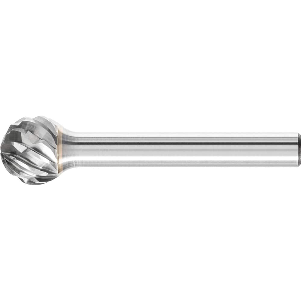 PFERD - SD-5, 1/2" Cut Diam, 1/4" Shank Diam, Carbide Diamond Cut Ball Burr - Exact Tool & Supply