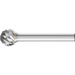 PFERD - SD-5, 1/2" Cut Diam, 1/4" Shank Diam, Carbide Diamond Cut Ball Burr - Exact Tool & Supply