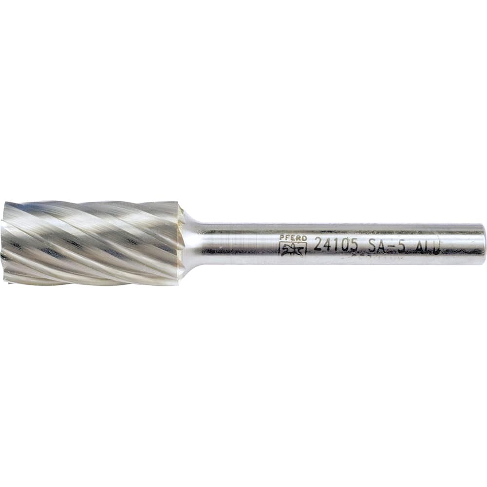 PFERD - SA-5, 1/2" Cut Diam, 1/4" Shank Diam, Carbide Aluma Cut Cylinder Burr - Exact Tool & Supply