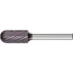 PFERD - SC-5L6, 1/2" Cut Diam, 1/4" Shank Diam, Carbide Double Cut Cylinder with Radius End Burr - Exact Tool & Supply