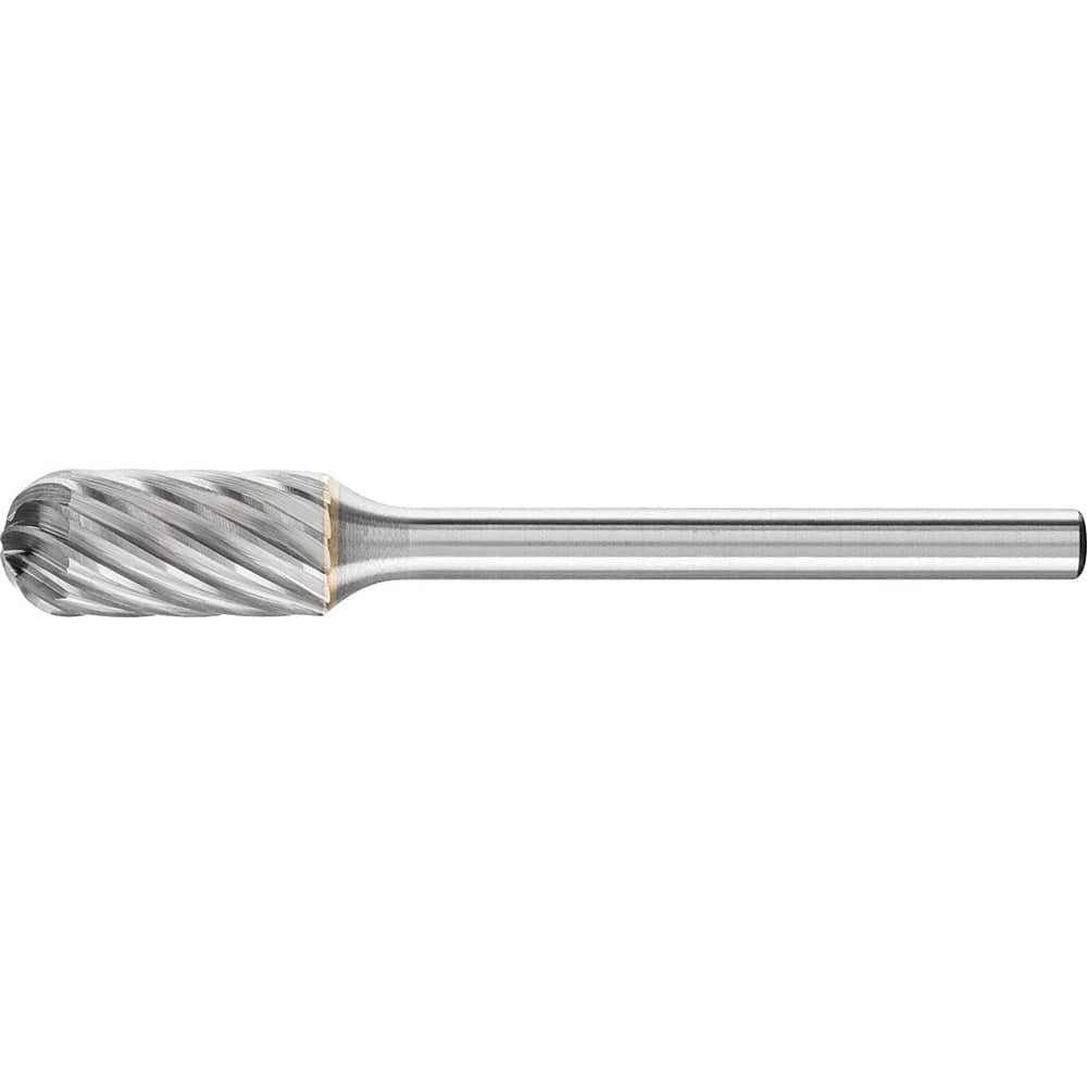 PFERD - SC-51, 1/4" Cut Diam, 1/8" Shank Diam, Carbide Inox Cut End Cut Cylinder with Radius End Burr - Exact Tool & Supply