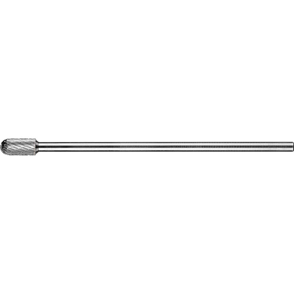 PFERD - SC-3L6, 3/8" Cut Diam, 1/4" Shank Diam, Carbide Double Cut Cylinder with Radius End Burr - Exact Tool & Supply